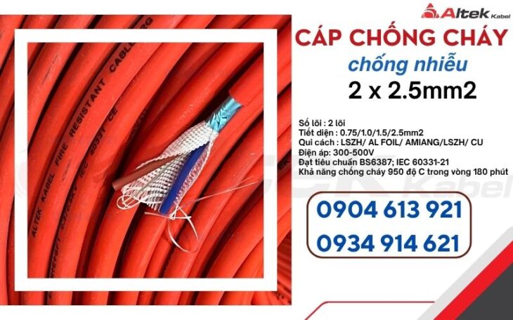 Dây tín hiệu chống nhiễu chống cháy 2x1x1.0 / Fr Cable Altek Kabel