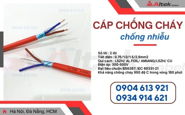 Dây tín hiệu chống nhiễu chống cháy 2x1x1.0 / Fr Cable Altek Kabel