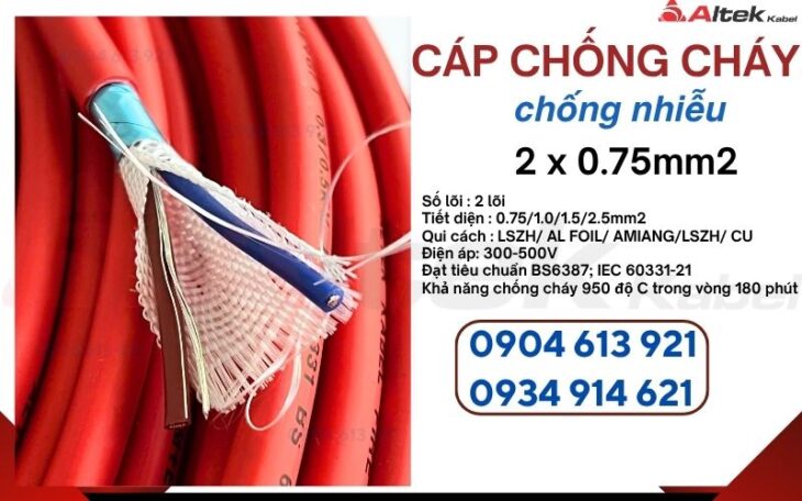 Dây tín hiệu chống nhiễu chống cháy 2x1x1.0 / Fr Cable Altek Kabel