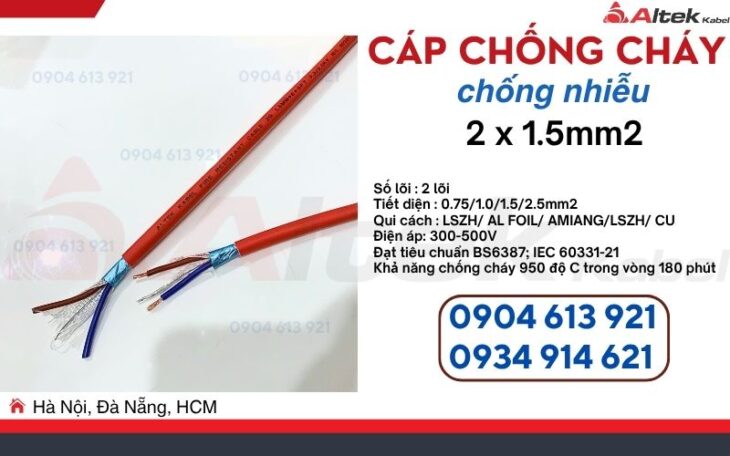 Dây tín hiệu chống nhiễu chống cháy 2x1x1.0 / Fr Cable Altek Kabel