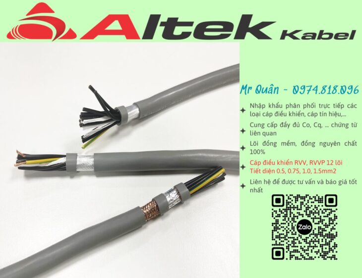 Altek Kabel: Cáp điều khiển 12×0.5, 12×0.75, 12×1.0, 12×1.5
