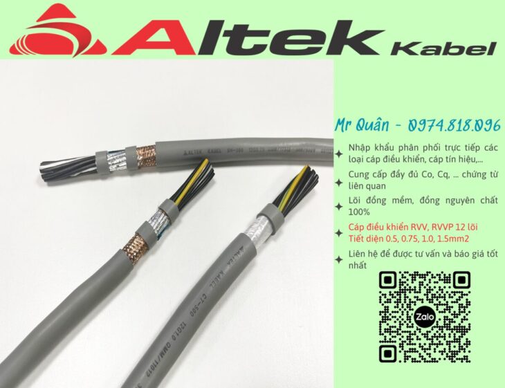 Altek Kabel: Cáp điều khiển 12×0.5, 12×0.75, 12×1.0, 12×1.5