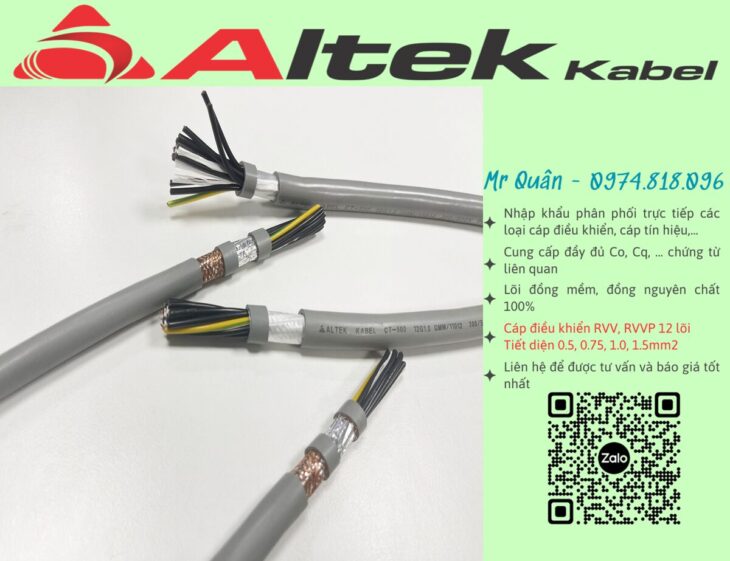 Altek Kabel: Cáp điều khiển 12×0.5, 12×0.75, 12×1.0, 12×1.5