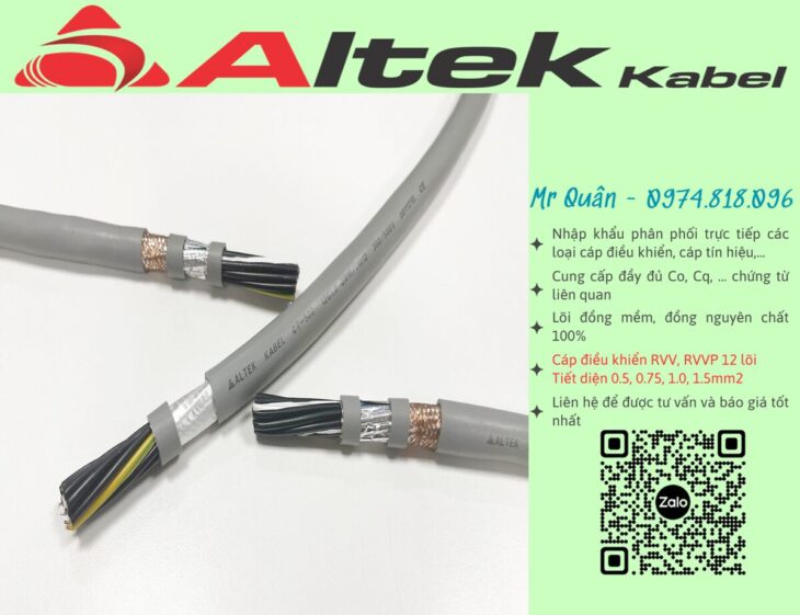 Altek Kabel: Cáp điều khiển 12×0.5, 12×0.75, 12×1.0, 12×1.5