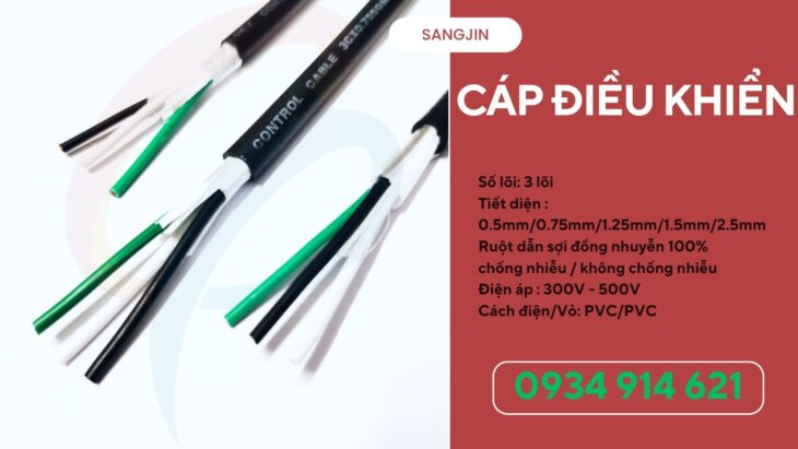 Cáp điều khiển Sangjin loại 1 – không chống nhiễu 3×0.75 – sẵn kho HCM