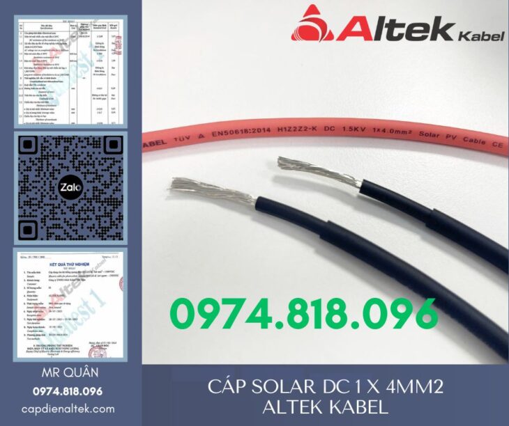 Dây cáp solar DC 1x4mm² 1500V – Altek Kabel