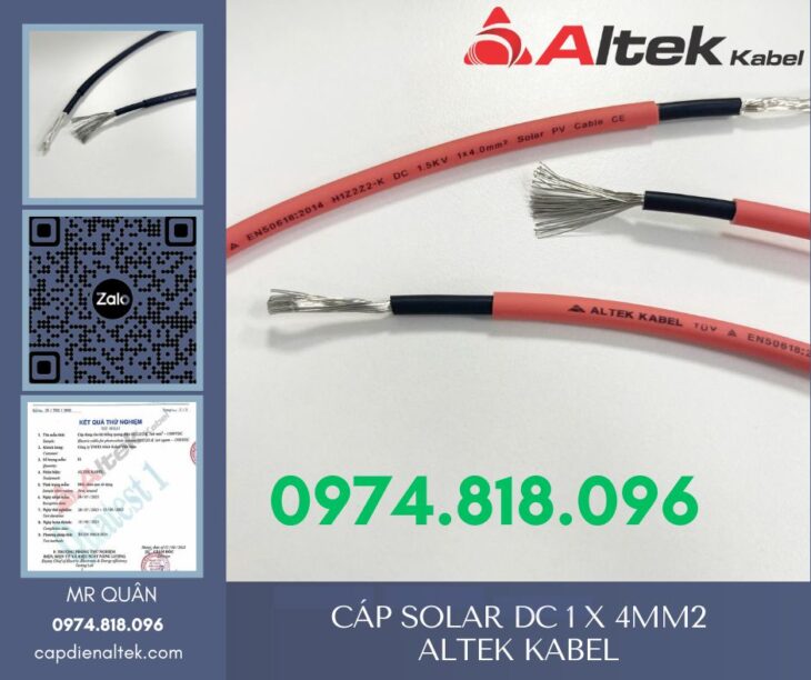 Dây cáp solar DC 1x4mm² 1500V – Altek Kabel
