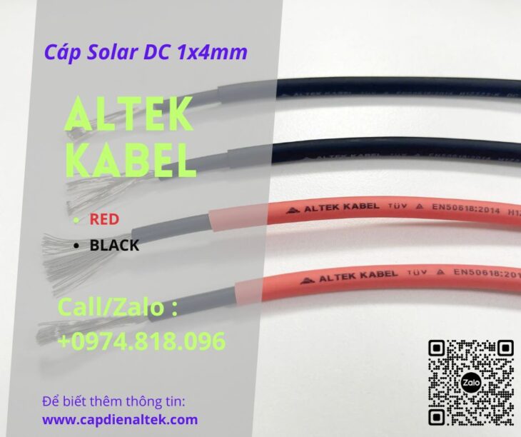 Dây cáp solar DC 1x4mm² 1500V – Altek Kabel