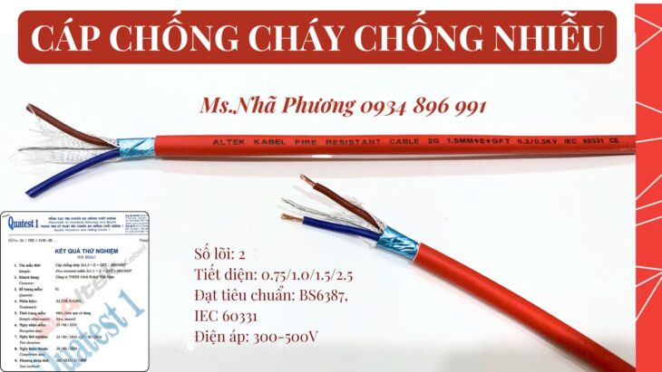 CÁP TÍN HIỆU CHỐNG CHÁY, CHỐNG NHIỄU 2*1.5 MM2 ĐÀ NẴNG CÁP TÍN HIỆU CHỐNG CHÁY, CHỐNG NHIỄU 2*1.5 MM2 ĐÀ NẴNG