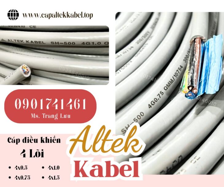 Cáp điều khiển 4×0.5/4×0.75/4×1.0/4×1.5 Altek Kabel chính hãng