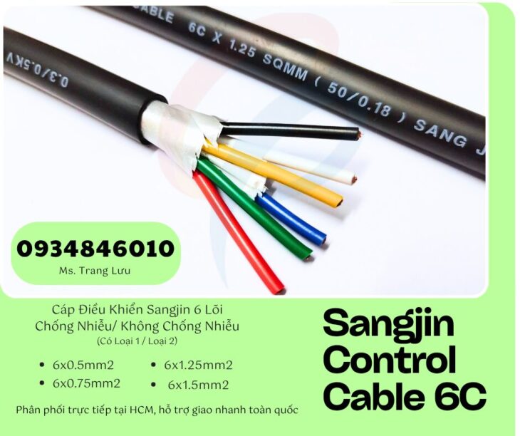 Cáp điều khiển Sangjin 6×0.5/6×0.75/6×1.25/6×1.5