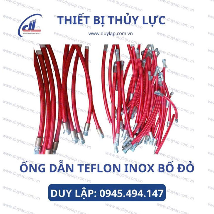 Ống chịu nhiệt teflon bọc lưới inox, bọc bố vải xanh, đỏ