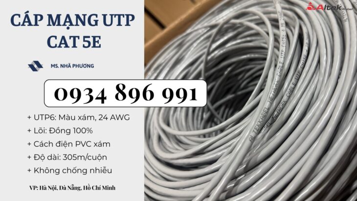 Cáp Mạng Utp Cat 5e –24awg Khánh Hòa, Bình Định, Gia Lai