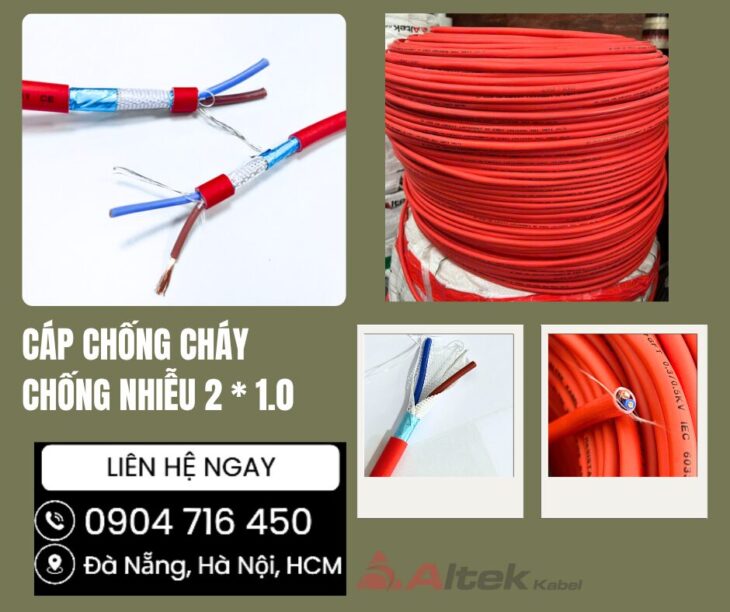 Cáp chống cháy chống nhiễu 2×0.75, 2×1.0, 2×1.5 Altek Kabel