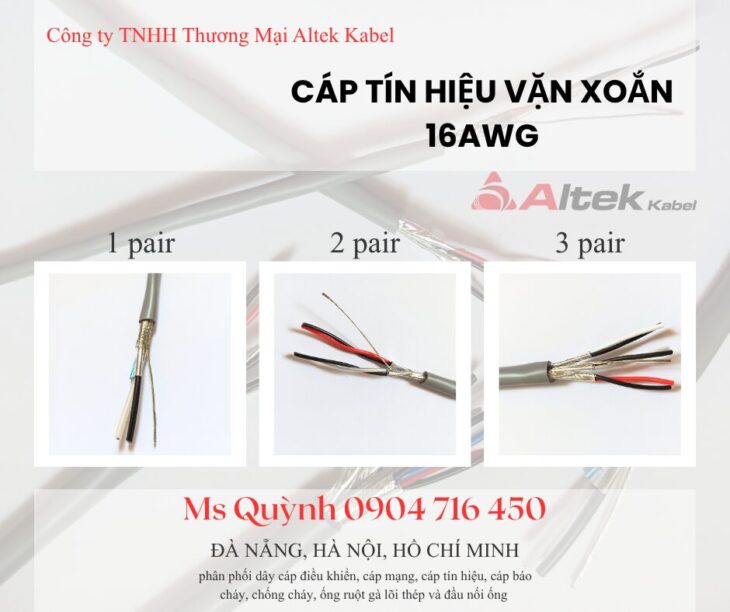 Cáp tín hiệu âm thanh 1 pair 16 awg Altek Kabel
