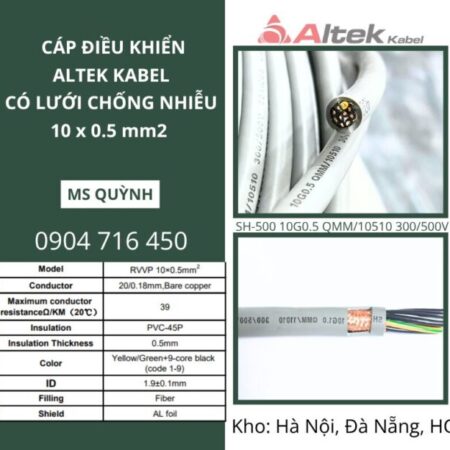Cáp điều khiển chống nhiễu 10×0.5, 10×0.75, 10×1.5 Altek Kabel Quy Nhơn, Quảng Ngãi