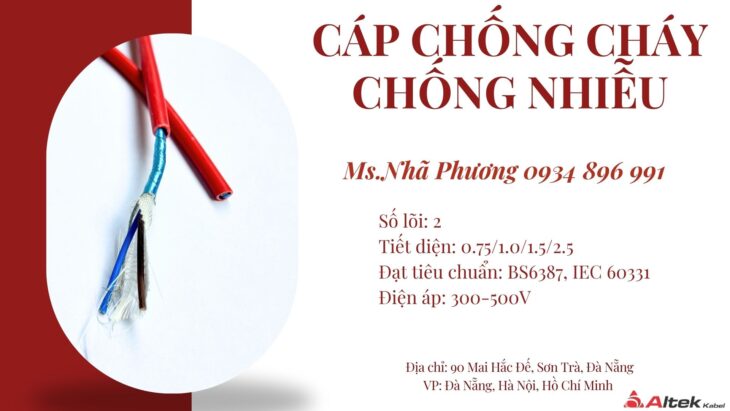 Cáp Tín Hiệu Chống Cháy Chống Nhiễu 2×0.75 /1.0 /1.5 /2.5 – Altek Kabel Đà Nẵng – Hà Nội – HCM