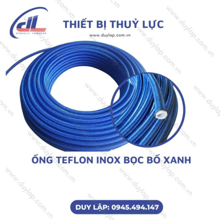 Ống chịu nhiệt teflon bọc lưới inox, bọc bố vải xanh, đỏ