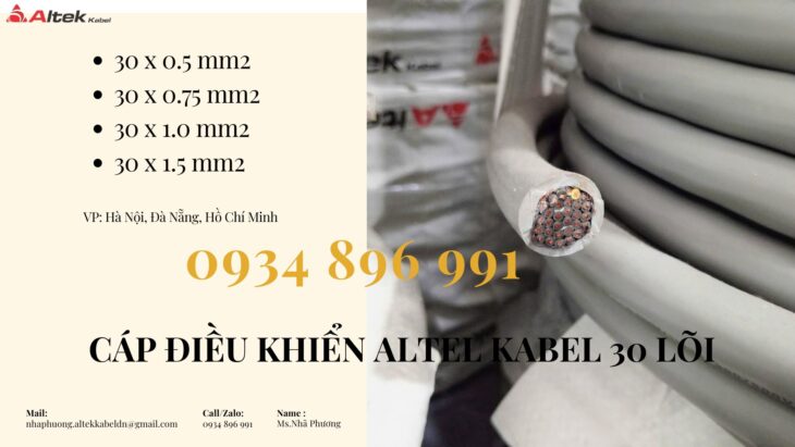 Cáp Tín Hiệu 30X 1.0 mm2 Dùng Trong Hệ Thống Điều Khiển Quy Nhơn, Khánh Hòa, Gia Lai