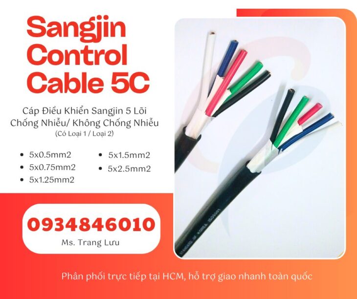 Cáp điều khiển Sangjin 5×0.5/5×0.75/5×1.25/5×1.5/5×2.5