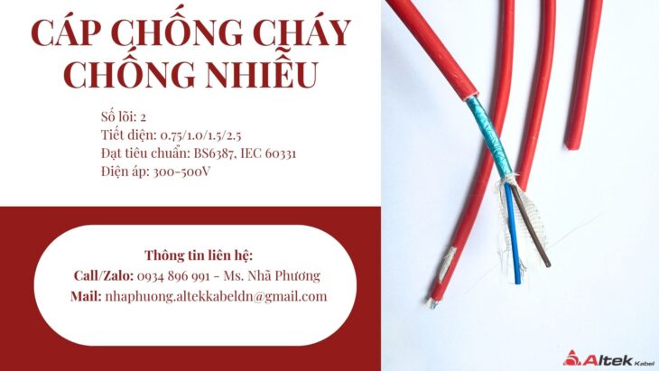 Cáp Tín Hiệu Chống Cháy Chống Nhiễu 2×0.75 /1.0 /1.5 /2.5 – Altek Kabel Đà Nẵng – Hà Nội – HCM