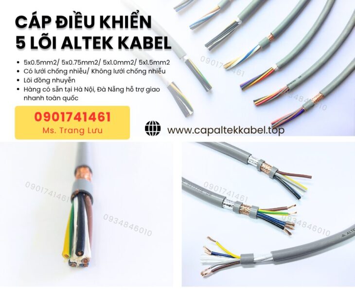 Cáp điều khiển 5×0.5/5×0.75/5×1.0/5×1.5 Altek Kabel