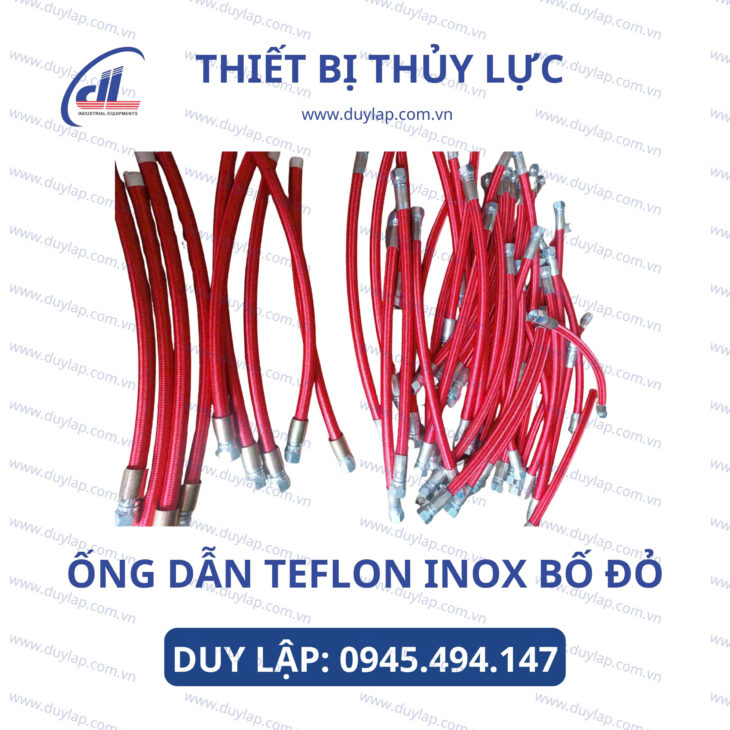 Ống teflon bọc lưới Inox , bọc bố vải xanh, đỏ