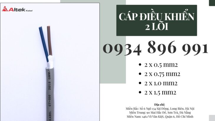 CÁP ĐIỀU KHIỂN 2 LÕI ĐÀ NẴNG – HÀ NỘI – HỒ CHÍ MINH