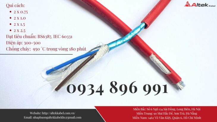Cáp Chống Cháy Chống Nhiễu 2×0.75 mm2 Altek Kabel Đà Nẵng, Huế, Quảng Trị