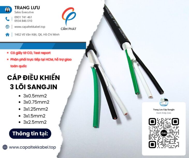 Cáp điều khiển Sangjin 3 lõi giá xưởng tại Hồ Chí Minh