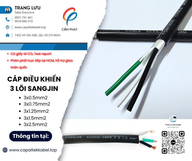 Cáp điều khiển Sangjin 3 lõi giá xưởng tại Hồ Chí Minh