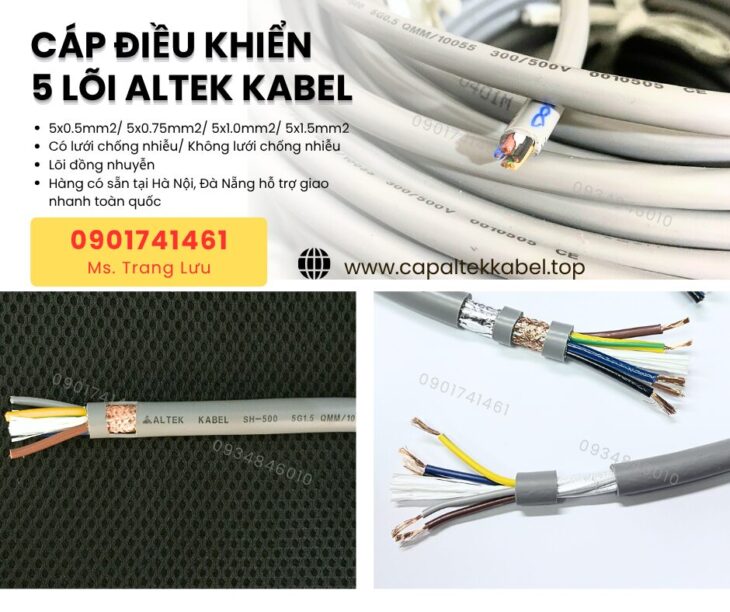 Cáp điều khiển 5×0.5/5×0.75/5×1.0/5×1.5 Altek Kabel