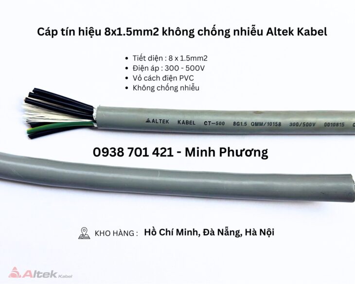 Cáp tín hiệu 8×1.5mm2 không chống nhiễu Altek Kabel Đà Nẵng, Hà Nội, Quảng Trị