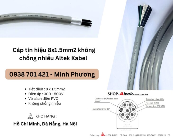 Cáp tín hiệu 8×1.5mm2 không chống nhiễu Altek Kabel Đà Nẵng, Hà Nội, Quảng Trị