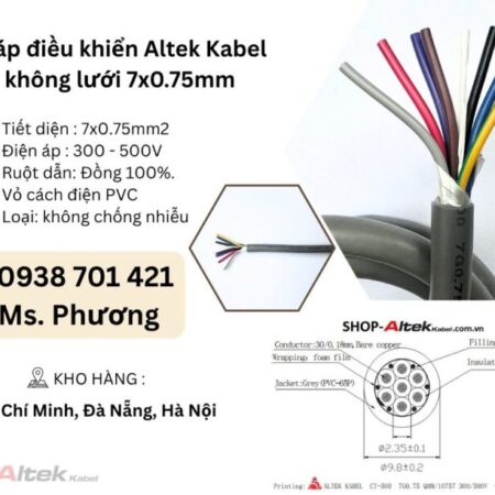 Cáp điều khiển Altek Kabel không lưới 7×0.75mm Đà Nẵng, Hà Nội, Hồ Chí Minh Cáp điều khiển Altek Kabel không lưới 7×0.75mm Đà Nẵng, Hà Nội, Hồ Chí Minh