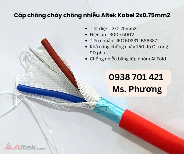 Cáp chống cháy chống nhiễu Altek Kabel 2×0.75mm tại Đà Nẵng, Hà Nội, Hồ Chí Minh