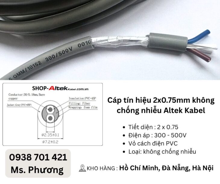Cáp tín hiệu 2 lõi không chống nhiễu Altek Kabel tại Đà Nẵng, Hà Nội, Hồ Chí Minh