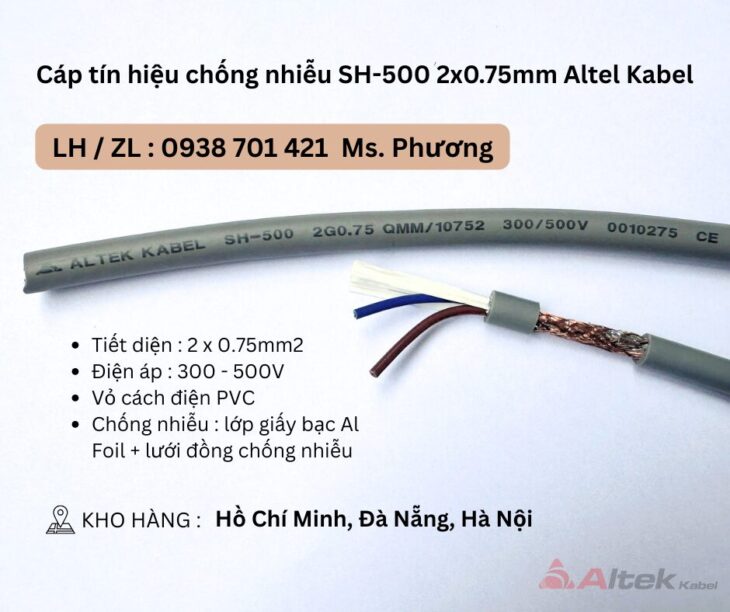 Cáp tín hiệu chống nhiễu SH-500 2×0.75mm Altel Kabel Đà Nẵng, Hà Nội, Hồ Chí Minh