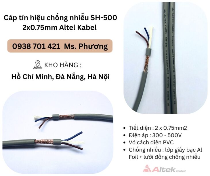Cáp tín hiệu chống nhiễu SH-500 2×0.75mm Altel Kabel Đà Nẵng, Hà Nội, Hồ Chí Minh
