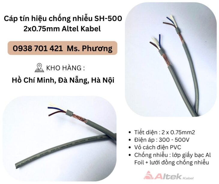 Cáp tín hiệu chống nhiễu SH-500 2×0.75mm Altel Kabel Đà Nẵng, Hà Nội, Hồ Chí Minh