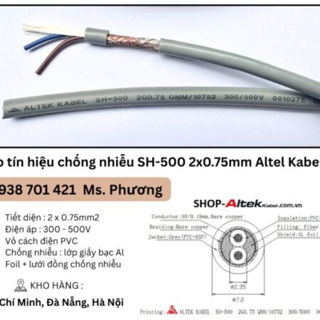 Cáp tín hiệu chống nhiễu SH-500 2×0.75mm Altel Kabel Đà Nẵng, Hà Nội, Hồ Chí Minh Cáp tín hiệu chống nhiễu SH-500 2×0.75mm Altel Kabel Đà Nẵng, Hà Nội, Hồ Chí Minh