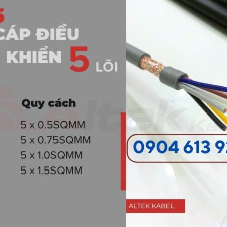 Cáp điện tín hiệu 5 lõi/ cáp chống nhiễu 5×0.5.5×0.75,5×1.0,5×1.5 Altek Kabel Đà Nẵng