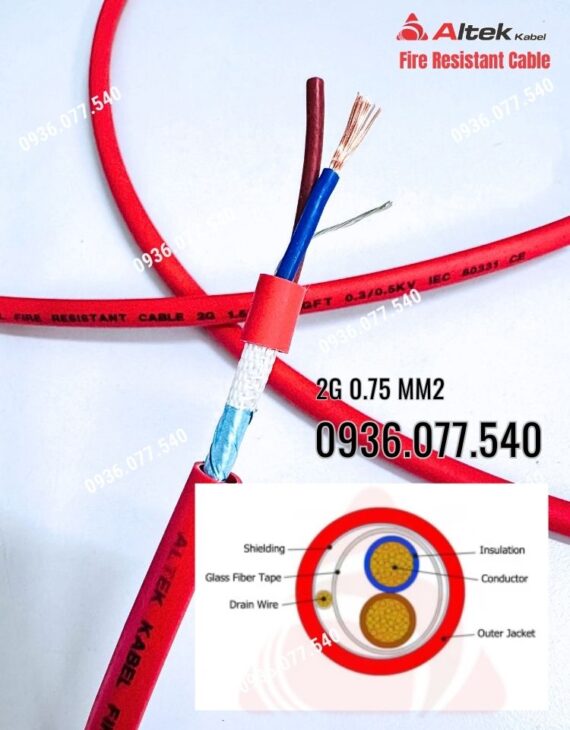 Cáp chống cháy chống nhiễu 2×0.75mm² Altek Kabel – Fire resistant cable GFT + LSZH