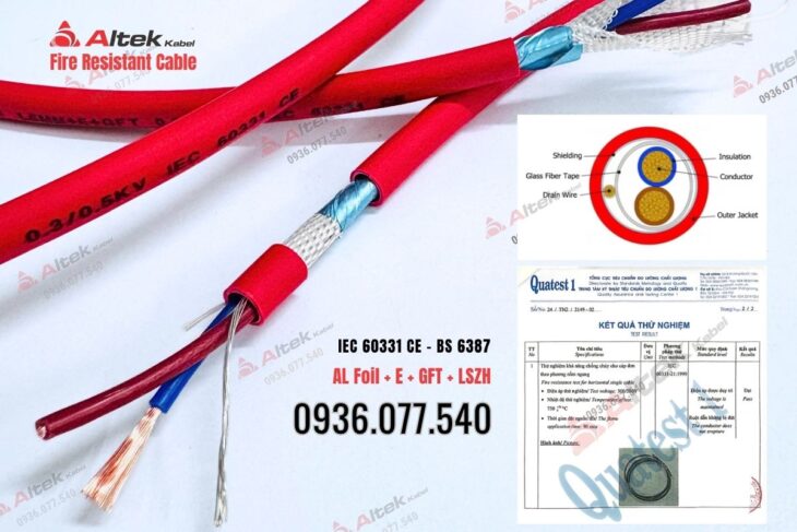 Cáp chống cháy chống nhiễu 2×0.75mm² Altek Kabel – Fire resistant cable GFT + LSZH