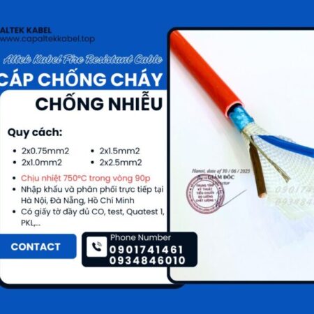 Cáp báo cháy 2x16AWG chống cháy chống nhiễu Altek kabel có kiểm định