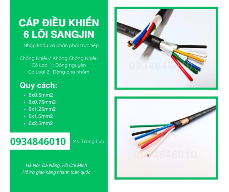 Cáp RVVP/ CXV 6×0.5/6×0.75/6×1.25/6×1.5/6×2.5 sẵn HCM