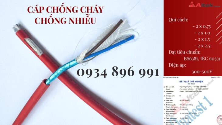 Cáp Chống Cháy Chống Nhiễu 2×1.5 mm2 Có Sẵn Khánh Hòa, Gia Lai, Bình Định.
