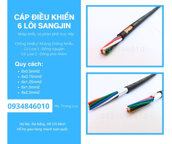 Cáp RVVP/ CXV 6×0.5/6×0.75/6×1.25/6×1.5/6×2.5 sẵn HCM