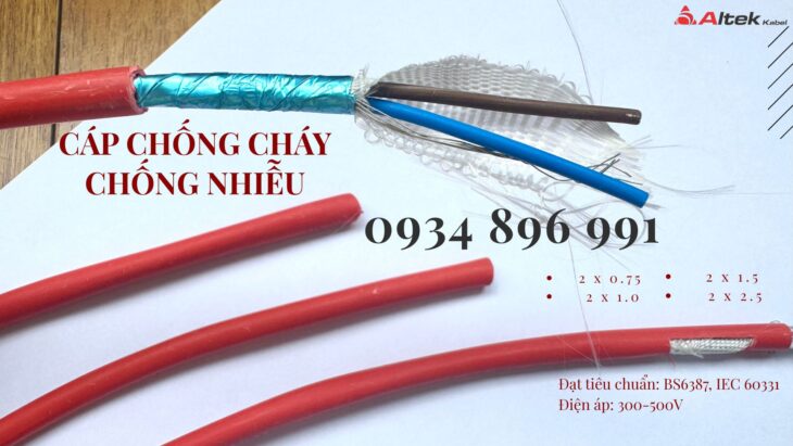 Cáp Chống Cháy Chống Nhiễu 2×1.5 mm2 Có Sẵn Khánh Hòa, Gia Lai, Bình Định.