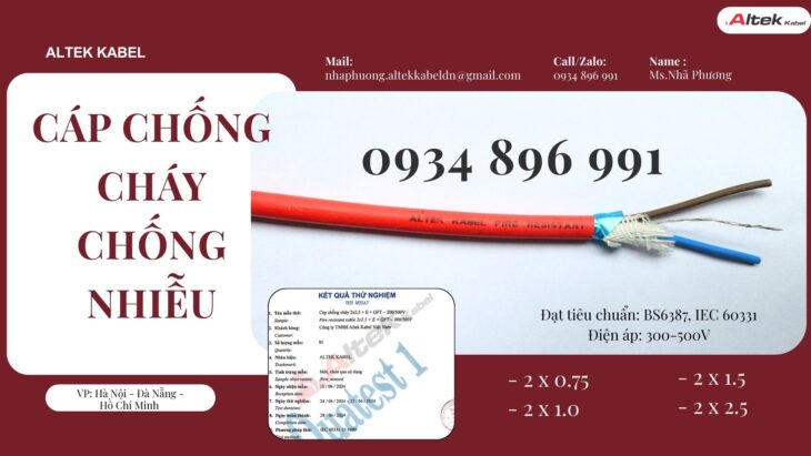 Cáp Chống Cháy Chống Nhiễu 2×1.0 Mm2 Khánh Hòa, Gia Lai, Bình Định Cáp Chống Cháy Chống Nhiễu 2×1.0 Mm2 Khánh Hòa, Gia Lai, Bình Định